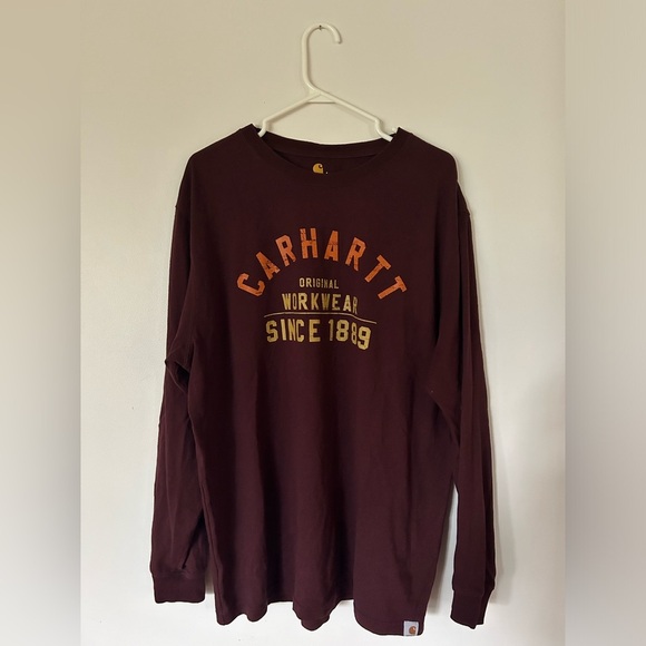 Burgundy Carhartt Long Sleeve Tee Size Large - Picture 1 of 6